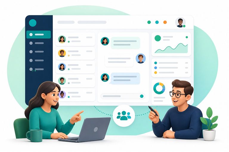Painel organizado para atendimento em equipe